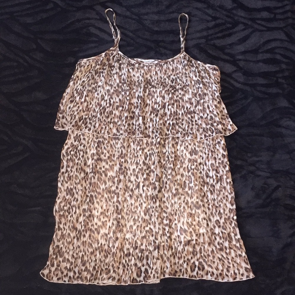 NWOT Forever 21 Sz M  cheetah pleated summer dress